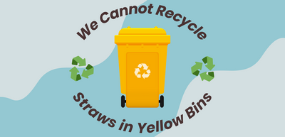 We CANNOT recycle straws in yellow bins! 🙅🏼‍♀️